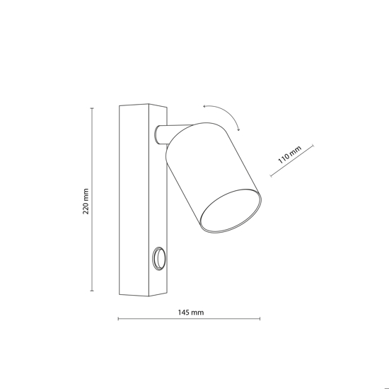 Applique da parete con faretto sabbia orientabile interruttore per comodino camera da letto