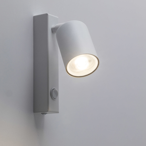 Applique bianco orientabile con interruttore per comodino camera da letto