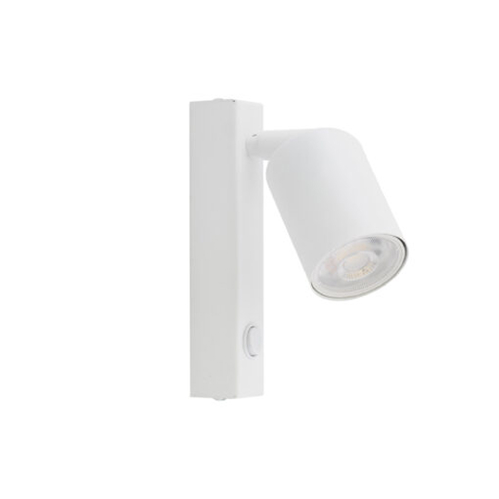 Applique bianco orientabile con interruttore per comodino camera da letto