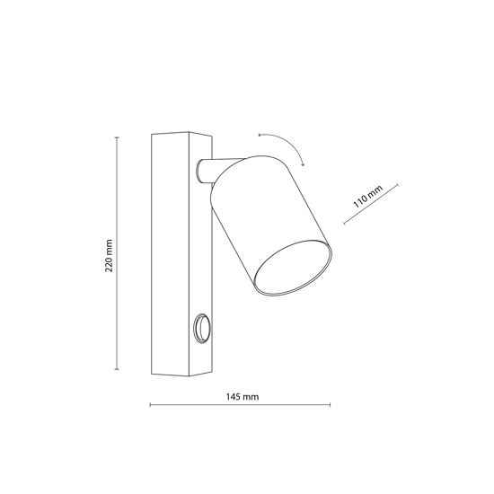 Applique bianco orientabile con interruttore per comodino camera da letto