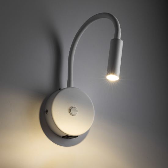 Applique bianco con presa usb interruttore braccio orientabile per comodini camera da letto