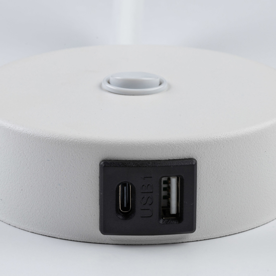 Applique bianco con presa usb interruttore braccio orientabile per comodini camera da letto