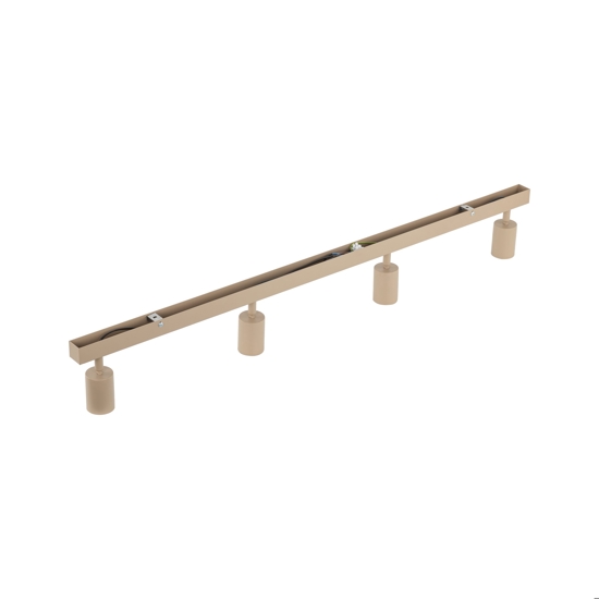 Plafoniera binario con 4 faretti sabbia orientabili da soffitto