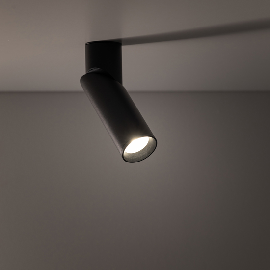 Faretto da soffitto parete cilindro nero orientabile gu10