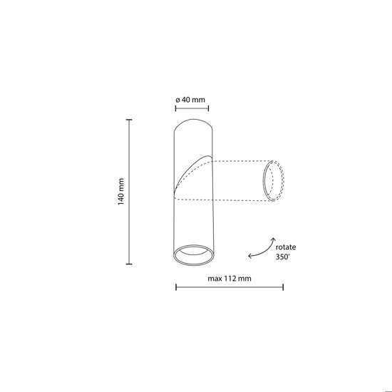 Faretto da soffitto parete cilindro nero orientabile gu10