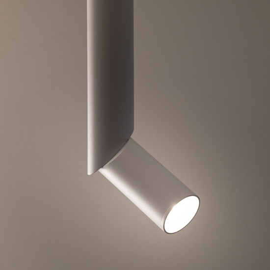 Faretto lungo cilindro da soffitto orientabile bianco