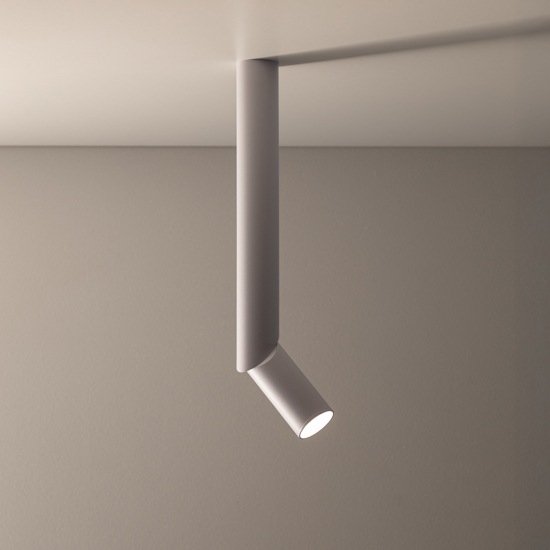 Faretto lungo cilindro da soffitto orientabile bianco