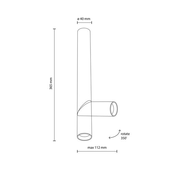 Faretto lungo cilindro da soffitto orientabile bianco