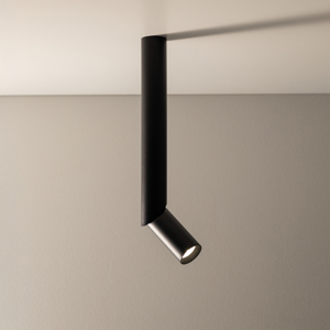 Faretto nero lungo cilindro orientabile da soffitto gu10