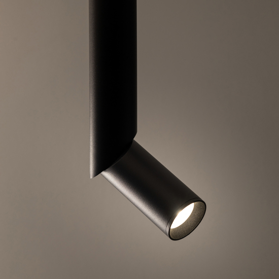 Faretto nero lungo cilindro orientabile da soffitto gu10