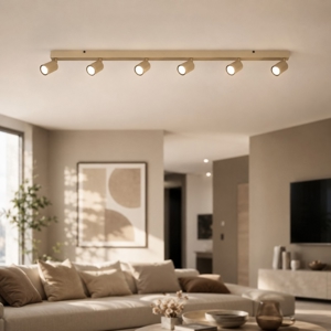 Plafoniera da soffitto moderna sabbia con faretti orientabili per soggiorno sala da pranzo