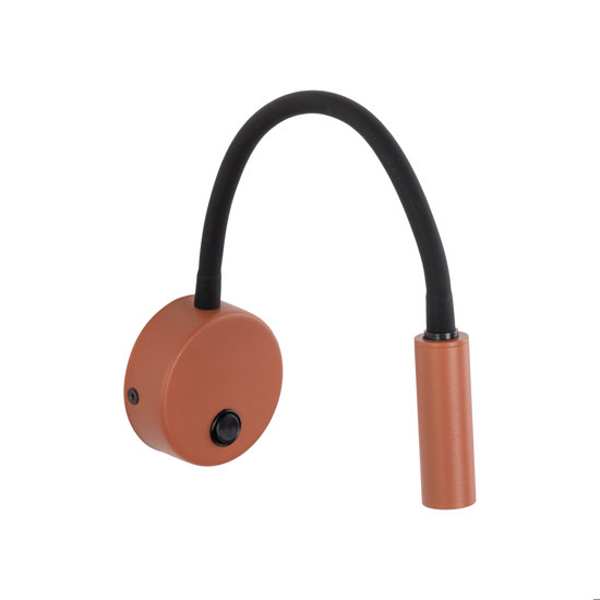 Applique per comodino camera da letto colore mattone nero orientabile con interruttore