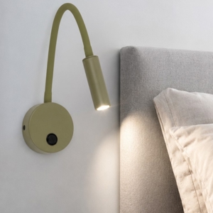 Applique verde oliva braccio orientabile con interruttore per comodini camera da letto