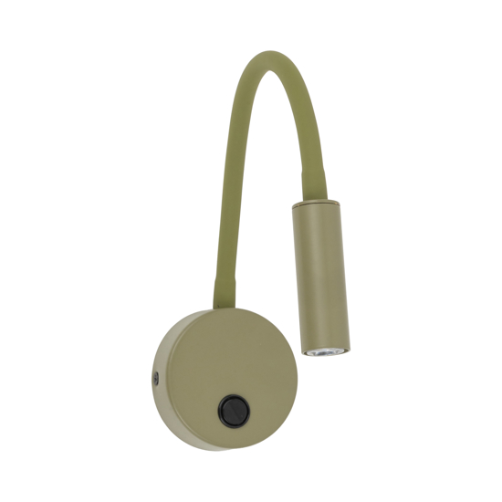 Applique verde oliva braccio orientabile con interruttore per comodini camera da letto
