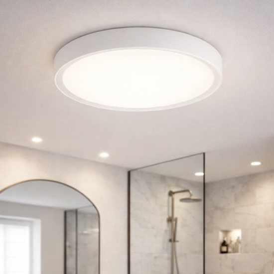 Plafoniera da bagno rotonda bianca led 3000k 18w