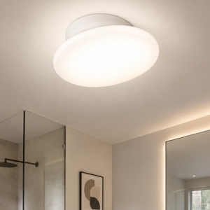 Plafoniera da bagno 5w 3000k vetro bianco ip44 dynamic stilnovo