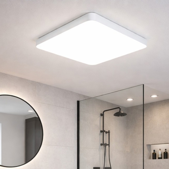 Eglo fueva plafoniera da bagno bianca quadrata led 16w da 2700k a 65000k dimmerabile