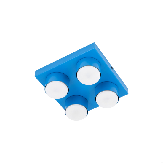 Plafoniera mattoncino blu 4 luci per cameretta