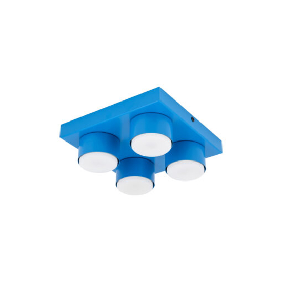 Plafoniera mattoncino blu 4 luci per cameretta