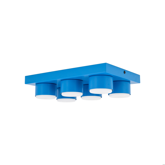 Plafoniera mattoncini 6 luci blu rettangolare moderna per cameretta