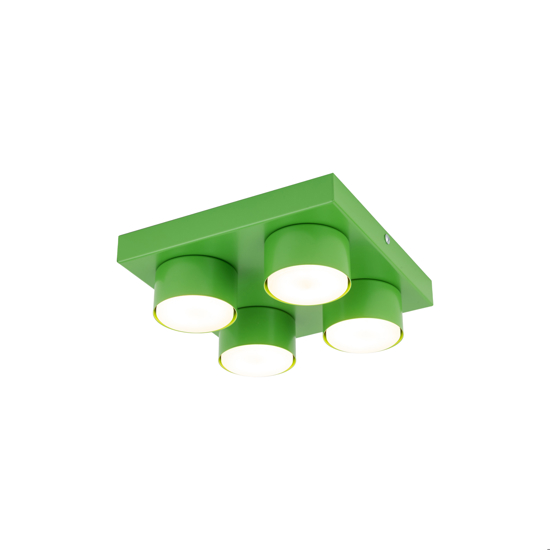 Plafoniera mattoncino verde 4 luci per cameretta