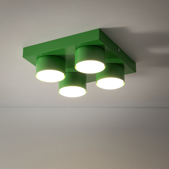 Plafoniera mattoncino verde 4 luci per cameretta