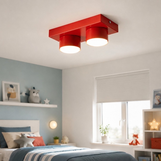 Plafoniera mattoncino rosso 2 luci per cameretta