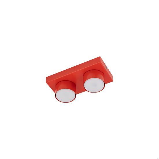 Plafoniera mattoncino rosso 2 luci per cameretta