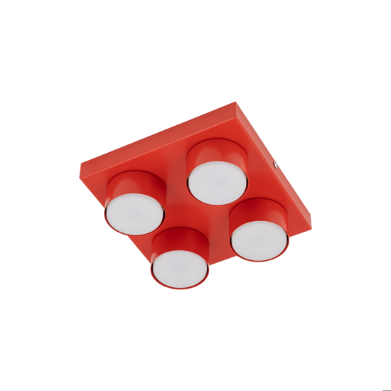 Plafoniera mattoncino 4 luci rossa per cameretta bambini