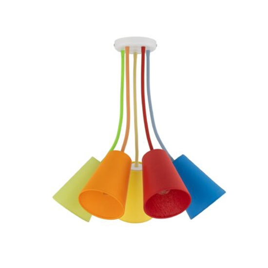 Plafoniera per cameretta multicolor 5 luci paralumi in tessuto