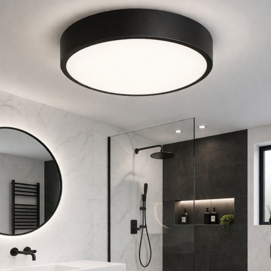 Ideal lux ray pl d30 plafoniera da bagno nera led 13w 3000k-4000k ip44