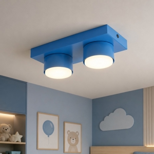 Plafoniera mattoncino blu 2 luci per cameretta moderna