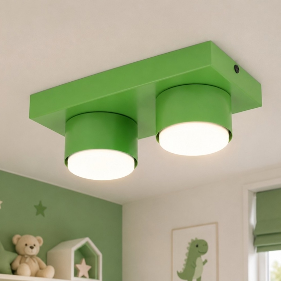 Plafoniera mattoncino verde 2 luci per cameretta