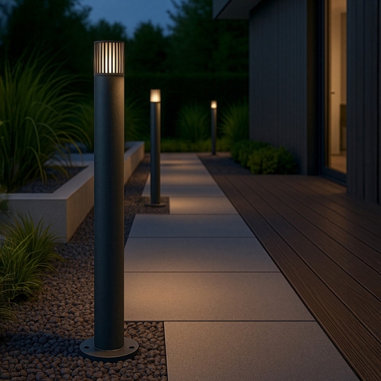 Lampione da giardino grigio antracite cilindro moderno e27 ip54