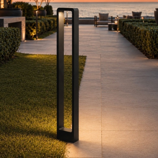Lampione nero design moderno led 10w 3000k per esterno giardino