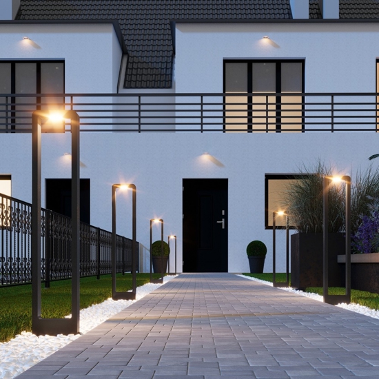 Lampione nero design moderno led 10w 3000k per esterno giardino