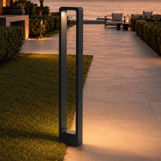 Lampioncino led 10w 3000k design moderno grigio antracite per esterno giardino