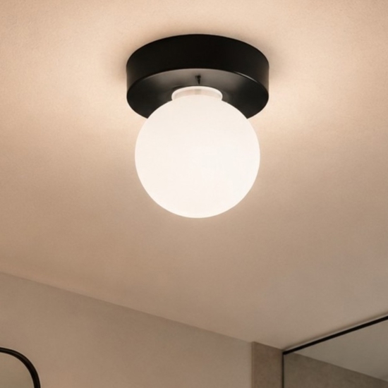 Eglo mosiano plafoniera da bagno minimal con sfera led 3000k ip44