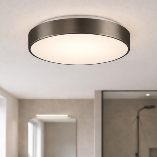Plafoniera da bagno rotonda 26cm grigio nichel