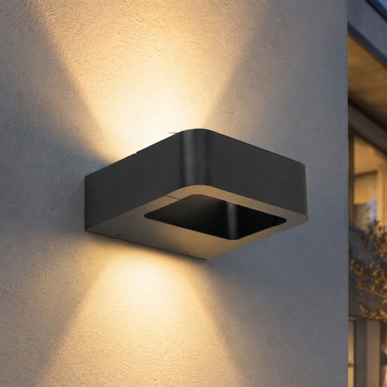 Applique da esterno design moderno grigio antracite led 10w 3000k ip54