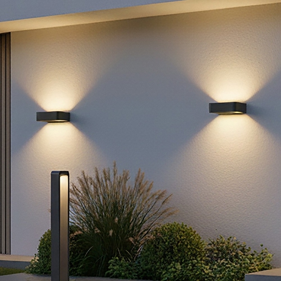 Applique da esterno design moderno grigio antracite led 10w 3000k ip54