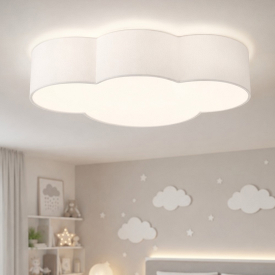 Plafoniera per camerette nuvola bianca in tessuto 63 cm moderna