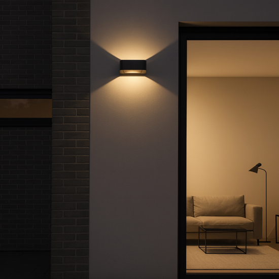 Applique nero design moderno led 10w 3000k ip54