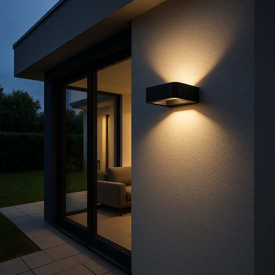 Applique nero design moderno led 10w 3000k ip54