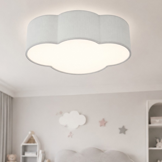Plafoniera da soffitto nuvola di tessuto grigio 43 cm per camerette moderne