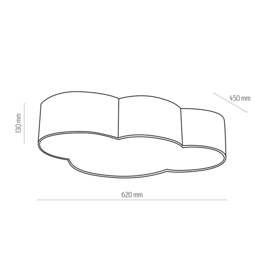 Plafoniera per camerette nuvola di tessuto grigio 63 cm moderna
