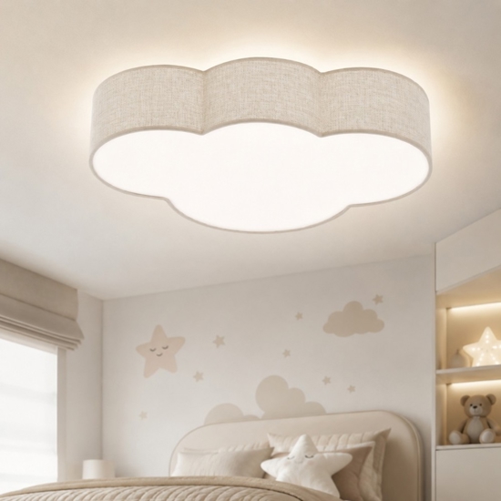 Plafoniera per cameretta nuvola di tessuto lino beige 63 cm