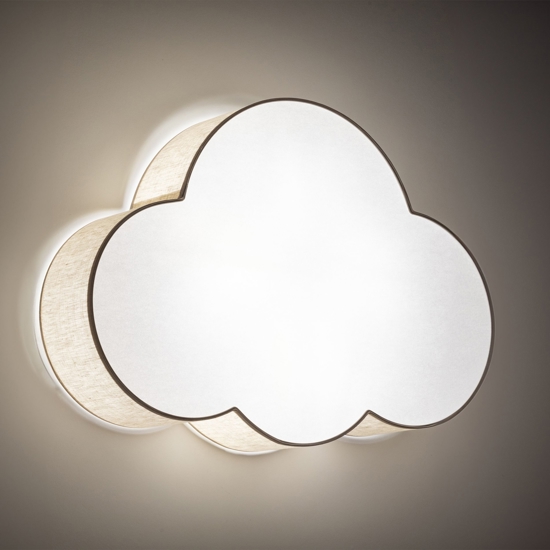 Plafoniera per cameretta nuvola di tessuto lino beige 63 cm
