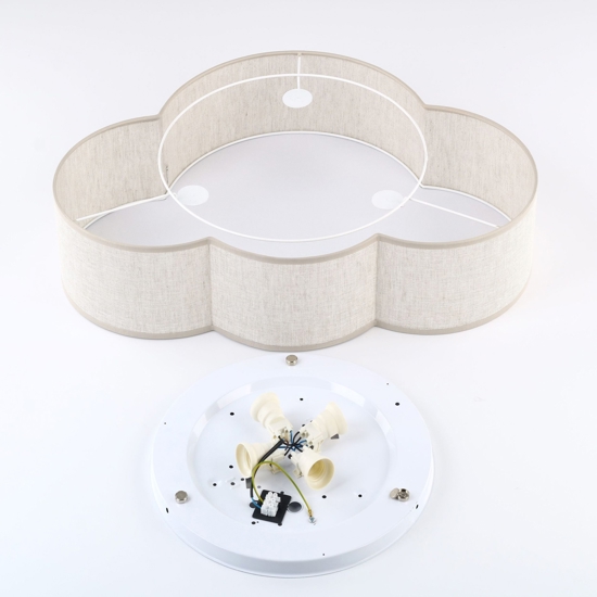 Plafoniera per cameretta nuvola di tessuto lino beige 63 cm