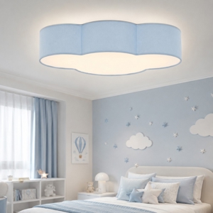 Plafoniera per cameretta bambino nuvola di tessuto celeste 63 cm moderna